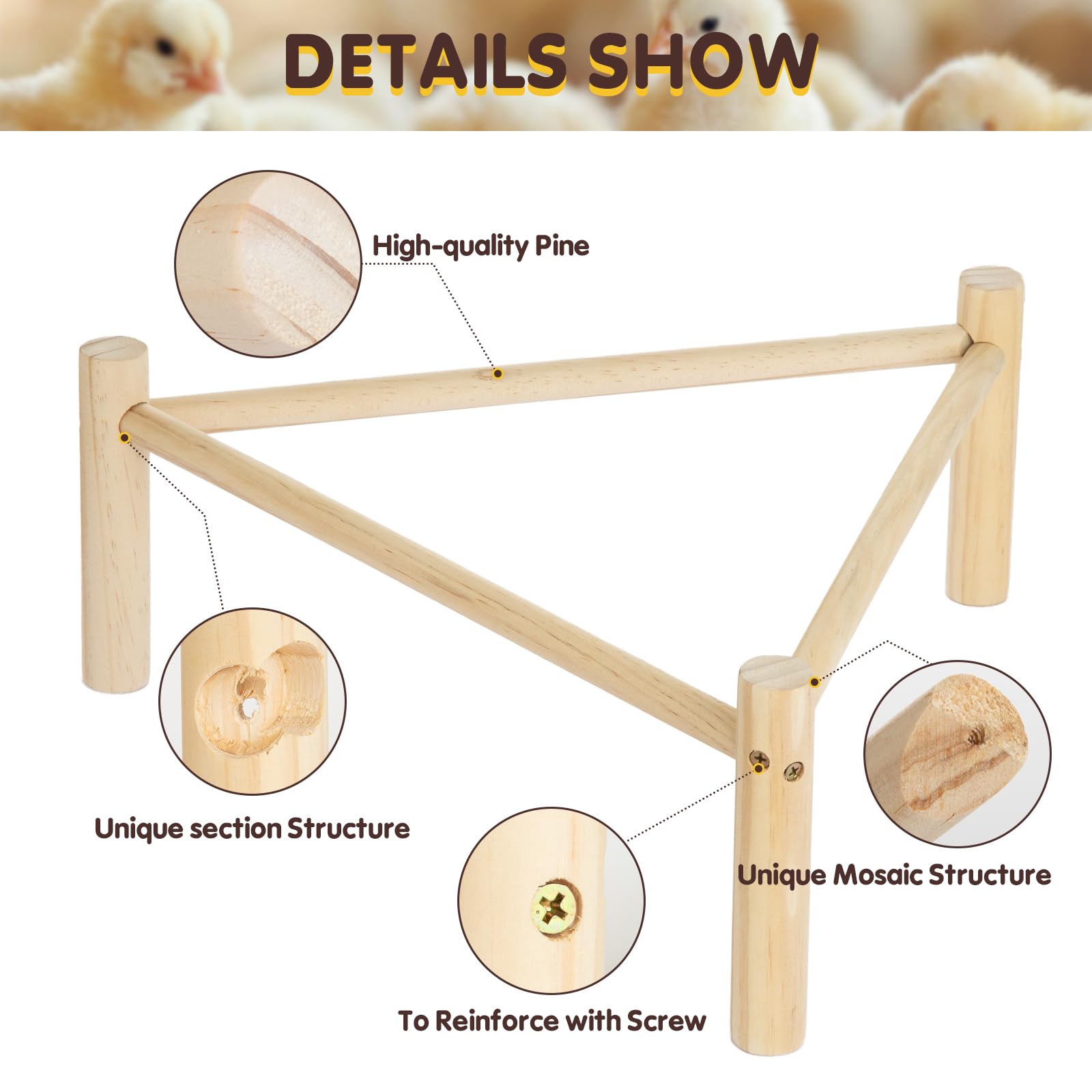 Chicken Toys, Chicken Coop Accessories, Chicken Perch, Strong Roosting Bar for Coop & Brooder, Chicken Perches Roosting, Training Perch for Large Bird, Parrots, Macaw, Chicken Wood Stand for  - WoodArtSupply