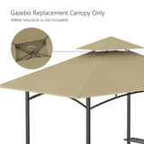 Grill Gazebo Replacement Canopy Top Only - 5' x 8' Outdoor BBQ Gazebo Canopy Roof, Waterproof Double Tiered Shelter Cover Fit for Model L-GG001PST-F (Khaki) Iheqard