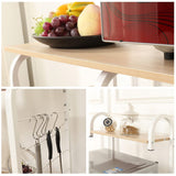 soges Microwave Cart Coffee Station, Kitchen Bakers Rack, Utility Microwave Oven Stand Storage Cart, Workstation Shelf, White Oak 172-MO soges