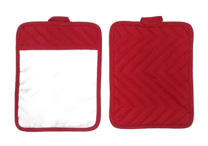 Sublimation Blanks 9"x7" Polyester/Cotton Red Pot Holders with Sublimation Pocket DIY Set of 6