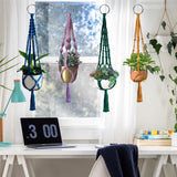 Ewparts Macrame Plant Hanger Kit with Instruction Book Tutorials Metal Rings 4mm Macrame Cord Green/Purple/Orange/Blue Pre-Cutted for Making 4 Macrame Plant Hangers Macrame Kit for Adults Beginners Ewparts