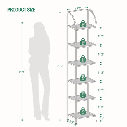 Hzuaneri Gold Arched 6-Tier Tempered Glass Bookshelf for Elegant Storage - WoodArtSupply