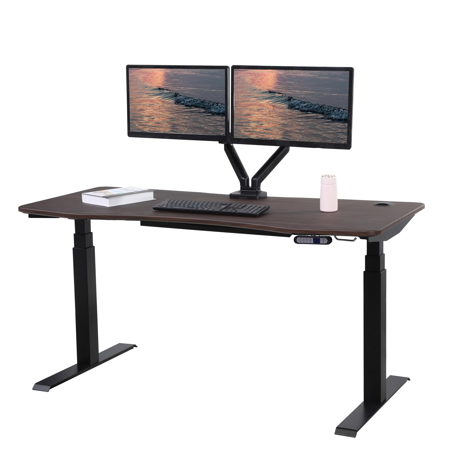 ApexDesk K Series 71" Height Adjustable Standing Desk with Memory Controller, Walnut - WoodArtSupply