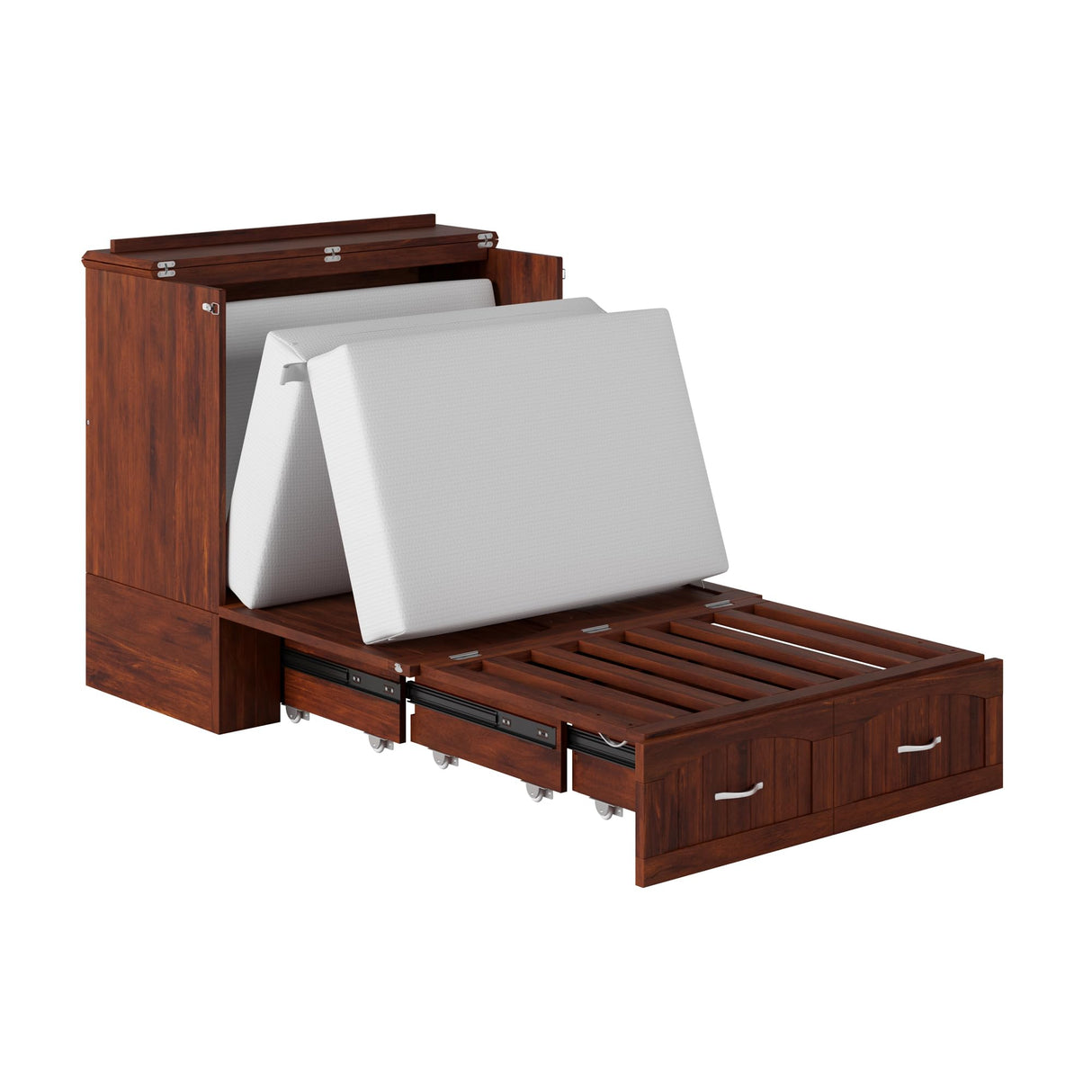 AFI, Southampton Murphy Bed Chest Twin XL with 6" Mattress, Storage Drawer & Built-in USB Charger, Walnut AFI