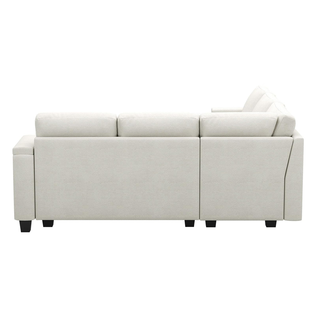 Belffin Fabric L Shaped Sectional Couch with Storage, Small Modular Sectional Corner Sofa with Chaise, Armrest with Cup Holder. Beige Couch. Belffin