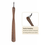 Ruosuruosu Wood Shoe Horn Long Handle with Leather Lanyard 15" Long Shoehorn for Seniors Men Women Kids Pregnancy Travel Portable Shoe Lifter Shoe Helper Shoe Spoons for the Elderly Ruosuruosu