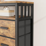 J-yaamiZz 7 Drawer Dresser TV Stand with Power Outlets and LED Lights, Entertainment Center with Open Shelf, Media Console for 50“ TV, Dresser for Bedroom (Brown) J-yaamiZz