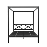 DHP Remna Metal Canopy Platform Bed Frame with Headboard, Queen. Black DHP