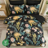 Luxudecor Queen Comforter Set 7 Pieces Bedding Sets, Black Floral Comforter and Sheet Set, Soft Microfiber Bed in a Bag for All Seasons (Black,90"x90") Luxudecor