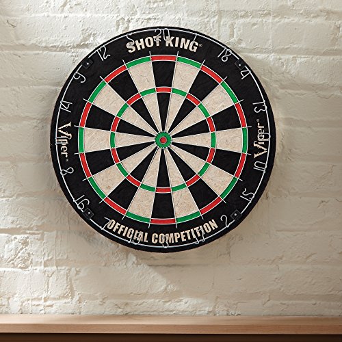 Viper by GLD Products Shot King Regulation Bristle Steel Tip Dartboard Set with Bullseye Metal Radial Spider Wire Compressed Sisal Board with Rotating Number Ring Includes 6 Darts Black Viper