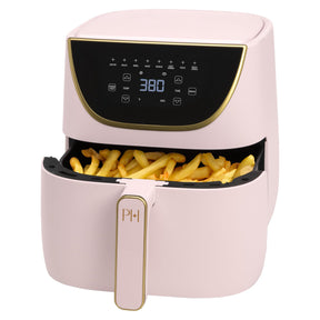 Paris Hilton Air Fryer, Large 6-Quart Capacity, Nonstick Made without PFAS, Touchscreen Display, 8-in-1 (Air Fry, Roast, Broil, Bake, Reheat, Keep Warm, Pizza, Dehydrate), Dishwasher Safe, Pink Paris Hilton