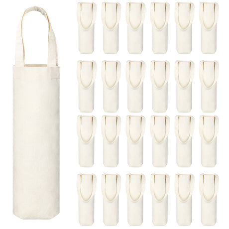 Hoolerry 24 Pcs Canvas Wine Bag with Handle Sublimation Blank Bottle Gift Tote Reusable Washable Wine Carrier Tote Hoolerry