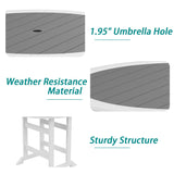 kevinplus Outdoor Patio Table Bar Height Table and Bar Chairs Set of 4, for Garden Backyard Poolside Balcony, Umbrella Hole (5 PCS, Grey and White) kevinplus