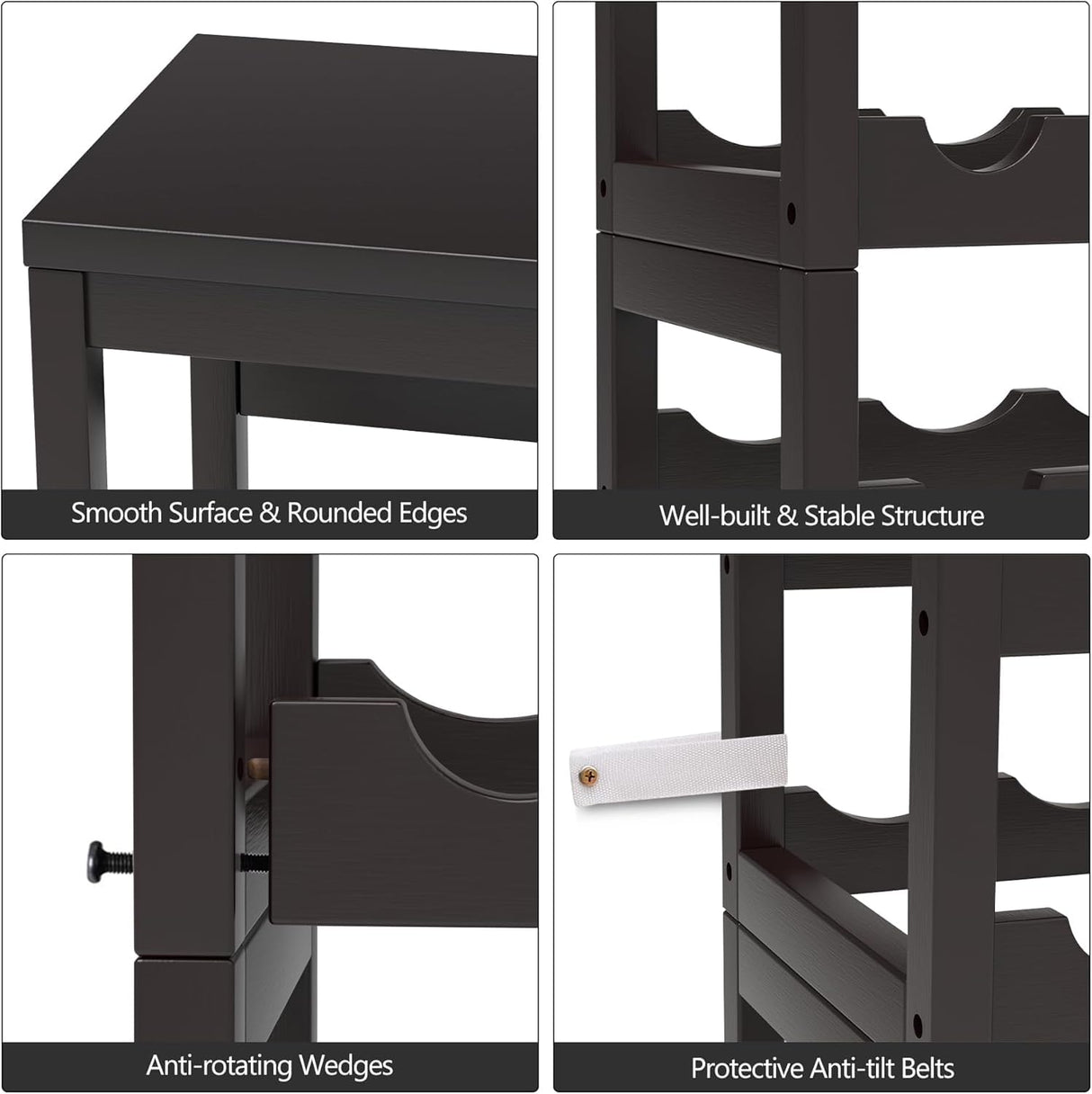 FoverOne 24-Bottle Wine Rack Freestanding Floor, 6-Tier Bamboo Wine Display Rack Storage Shelf with Table Top for Kitchen Dining Room Bar Cellar - Dark Brown FoverOne