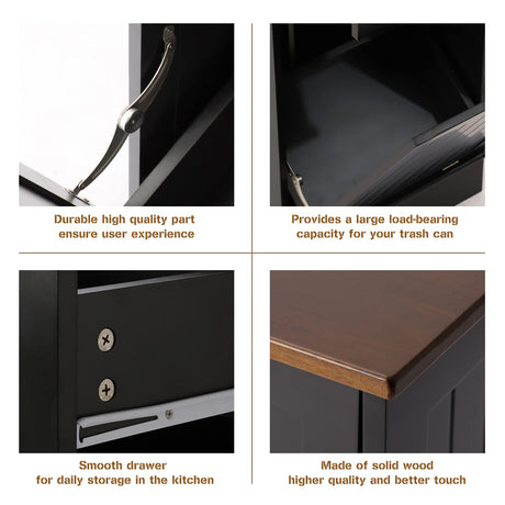 LOUVIXA Tilt Out Trash Bin Cabinet Dog Proof Trash Can Holder Kitchen Island Without Garbage Bin or Tilt Out Laundry Hamper, Black LOUVIXA