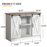 4 EVER WINNER Coffee Bar Cabinet with Sliding Barn Doors, 42” Farmhouse Coffee Station with Adjustable Shelves, Buffet Cabinet with Storage for Dining Room, White 4 EVER WINNER