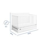 Graco Asheville 5-in-1 Convertible Crib with Drawer (White) – GREENGUARD Gold Certified, Crib with Drawer Combo, Full-Size Nursery Storage Drawer, Converts to Toddler Bed, Daybed and Full-Size Bed Graco