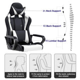 BestOffice High-Back Gaming Chair PC Office Chair Computer Racing Chair PU Desk Task Chair Ergonomic Executive Swivel Rolling Chair with Lumbar Support for Back Pain Women, Men,White BestOffice