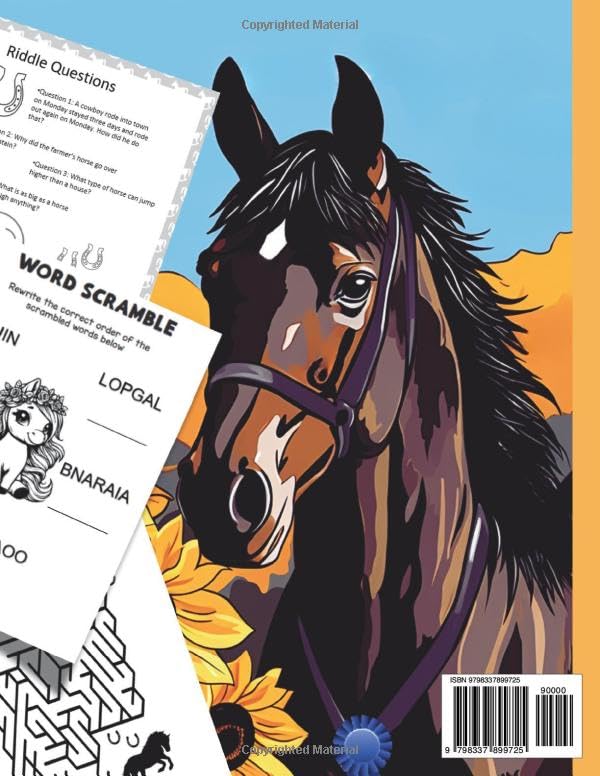 Horse Activity and Coloring Book with Fun Facts, Mazes, Odd One Out, Riddles, Search and Find, and Word Search