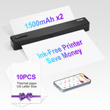 Portable Printer,Portable Printers Wireless for Travel,with 10pcs Folded Thermal Paper,Inkless Thermal Bluetooth Small Printer Support 8.5" X 11" US Letter&Legal,A4&,A5,Compatible with Android,iOS WXHOWXH