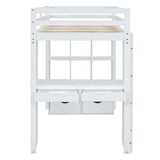 Harper & Bright Designs Full Size Loft Bed with Desk & Storage Shelves, Wood Loft Bed Full Size with LED Lights, Hight Loft Bed Frame for Kids,Boys,Girls,Teens, White Harper & Bright Designs