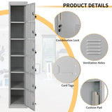 Bonusall Employees Lockers,Metal Office Storage Locker with 6 Door, Tall Steel Lockers with Keys and Lock for School, Gym, Home, Garage, Gray Bonusall