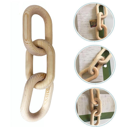 Wood Chain Decor 3 Links - YMQIANYU Wooden 3-Ring Chain Decorative Knots Handicraft Ornament for Coffee Table Bookshelf Modern Farmhouse Decor (Natural, 3-Links)