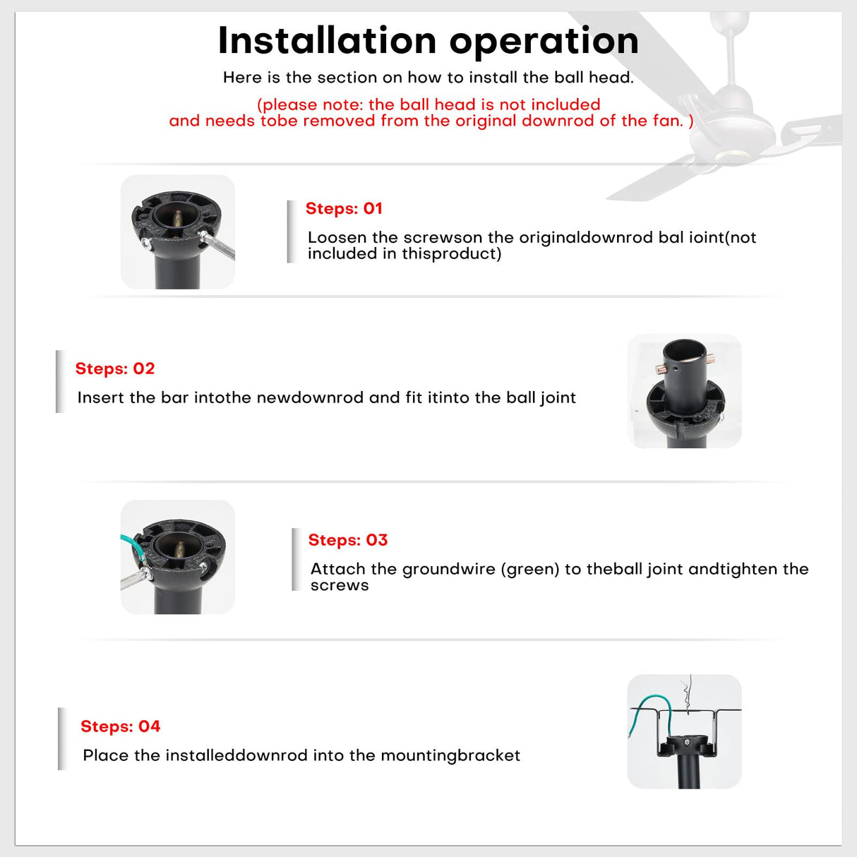 48-inch Ceiling Fan Downrod with Extension Cord, 4-Foot White Ceiling Fan Extension Rod, 1-Inch OD, Ceiling Downrod for Various Fans (White, Unthreaded) CEPGMNL