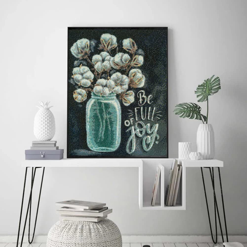 PDSLAIKE Diamond Painting Kits Flowers for Adults - Be Full of Joy Funny Saying Quote Home Decor DIY Art Craft 11.8x15.7in PDSLAIKE