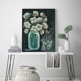 PDSLAIKE Diamond Painting Kits Flowers for Adults - Be Full of Joy Funny Saying Quote Home Decor DIY Art Craft 11.8x15.7in PDSLAIKE