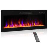 BELLEZE 42" Electric Fireplace Heater, 1400 W Recessed & Wall Mounted Electric Fireplace with Remote Control, Heater with Adjustable Flame Color and Brightness, Timer, Touch Screen BELLEZE