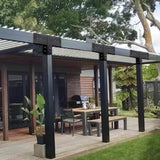 Pergola Brackets 4x4 Woodworks Pergola DIY Hardware Kit 4-Way Black Right Angle Corner Bracket for Extension Gazebo for 4x4 Inch(Actual 3.6x3.6 Inch Wooden Post, 2Pack Goiiiusy