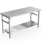 24 x 60 Inch Stainless Steel Folding Table for Prep & Work, NSF Commercial Heavy-duty Stainless Steel Kitchen Island with Undershelf for Restaurant and Home Fashionwu