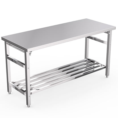 24 x 60 Inch Stainless Steel Folding Table for Prep & Work, NSF Commercial Heavy-duty Stainless Steel Kitchen Island with Undershelf for Restaurant and Home - WoodArtSupply