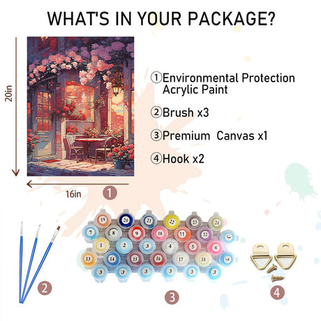 Amphol Paint by Nubmers Kit for Adults, Acrylic Rose Shop Paint by Number Kits on Canvas, Watercolor Painting by Number Kit for Home Decor - 16"x20" Amphol