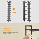 USIKEY 10 Tiers Narrow Shoe Rack for 10-20 Pairs - Sturdy Metal Tall Shelf With 4 Hooks, Slim Storage Organizer, Space Saving Vertical Design for Entryway, Closets - Black usikey