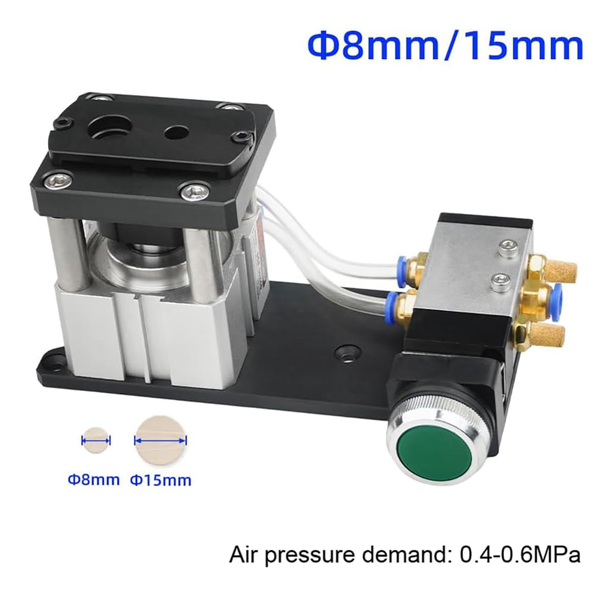WIKINK Pneumatic Edge Bander Hole Guide Machine, Edge Banding Punching Hole Machine, 8mm& 15mm Hole Punch Tool, Aluminum Alloy 0.4‑0.6MPa for Woodworking Paper Craft Projects WIKINK