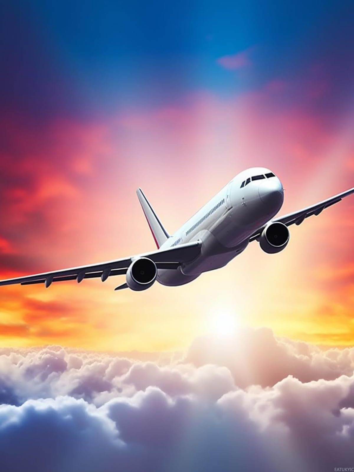 DIY 5D Diamond Painting Kits for Adults Airplane in Flight in The Sky at Sunset Airplane Diamond Painting Diamond Art Kits Gem Art Kits for Gift Home Wall Decor 12x16 inch EATUKYIC