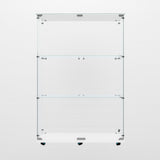 49.73" Tall Glass Display Cabinet with LED Lights&Rolling Wheels, Curio Glass Cabinet with 3 Shelves with 2 Door, Quick-Install Style Floor Standing Bookshelf File Cabinet for Home Office Kootlena