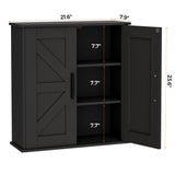 Homleke Bathroom Wall Cabinet, Over Toilet Storage Cabinet with Barn Doors and Adjustable Shelves, 3-Tier Medicine Cabinet Wall Mounted, for Bathroom, Kitchen, Entryway, Laundry Room, Black, (7.9" D) Homleke