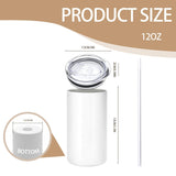 YOUKE OLA 16 Pack Sublimation Tumblers Blanks Bulk Sublimation Cups Skinny Straight Tumbler Stainless Steel Double Wall Insulated Sublimation Water Bottles with Lid & Straw for DIY Gift, 12oz White YOUKE OLA