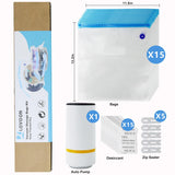 LOVOON Filament Storage Bags 15pcs, 3D Printer Filament Storage Bags Vacuum Sealed Kit with 15pcs Desiccant, Auto Pump, Perfect for 3D Filament Storage or Using After Filament Dryer Box LOVOON