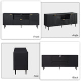 Okvnbjk Black TV Stand for 65 Inch TV, TV Consoles for Living Room, TV Stand for Bedroom w/Drawer and Storage, Wood Fluted Panel Media Console, Entertainment Center w/Soft Hinge & Cable Management Okvnbjk