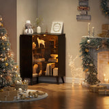 PAKASEPT 3-Tier Corner Glass Display Cabinet with LED Lights for Collectibles,Display Case with Tempered Glass Doors,Curio Cabinet with 6 Adjustable Shelves,Kids Bookcase for Bedroom, Living Room PAKASEPT