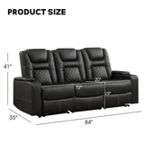 EBELLO Home Theater Seats, Faux Leather Movie 3 Seat Recliner Sofa with Hidden Arm Storage, Power Gaming Reclining Sofa with USB Charge and Cup Holders EBELLO