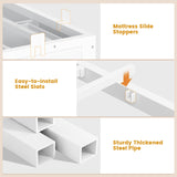 BTHFST Corner Bed Frame with Charging Station & Led Lights, Twin Bed Frame with 8 Storage Drawers & Bookcase, Twin Daybed with Storage Headboard for Kids Guests, White BTHFST