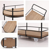 SunArtHome Two-Tier Matte Black Metal Wire/Wood Coffee Bar Cart - Mini Rolling Utility Cart Tiered Tray - for Coffee Bar Table Organizer,Home Kitchen Shelf, Farmhouse Décor SunArtHome