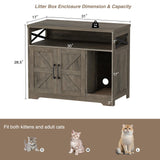 Halitaa Cat Litter Box Enclosure,Hidden Litter Box Furniture Cat Washroom with Cat Scratch Pad,Farmhouse Indoor Cat House End Table,Grey Halitaa