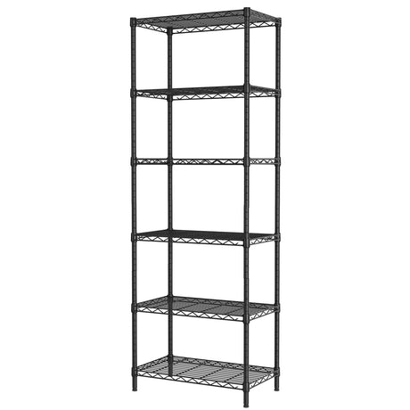 SINGAYE 6 Tier Adjustable Storage Shelf Wire Shelving Unit Metal Shelves Standing Closet Bathroom Organizers Pantry Kitchen Garage Laundry Room Organization Home Rack 12" D X 22" W X 69.5" H Black SINGAYE