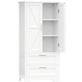 Keehusux 50.4" H Bathroom Storage Cabinet, Modern Floor Cabinet with Adjustable Shelf, Small Pantry with 2 Doors & Drawers, Storage Cabinet for Bathroom, Living Room, Kitchen, White KES007WCWG Keehusux